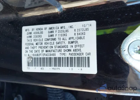 2015 Acura Tlx V6 Advance from USA, damaged, VIN 19UUB2F72FA008469